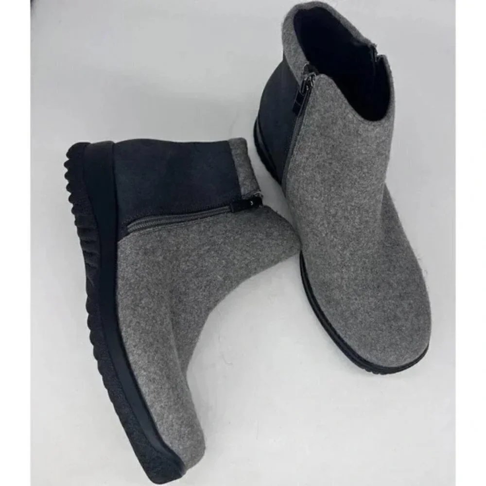 Drew Womens Kool Grey Suede/Flannel Orthopedic Snow Ankle Boots Size 9.5M 19178.